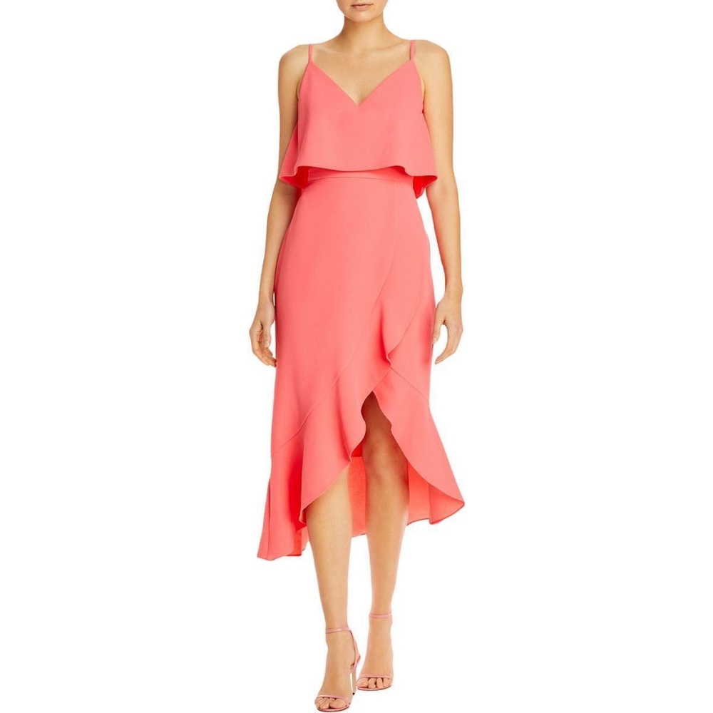 Aqua Coral Pink Evening Cocktail Dress